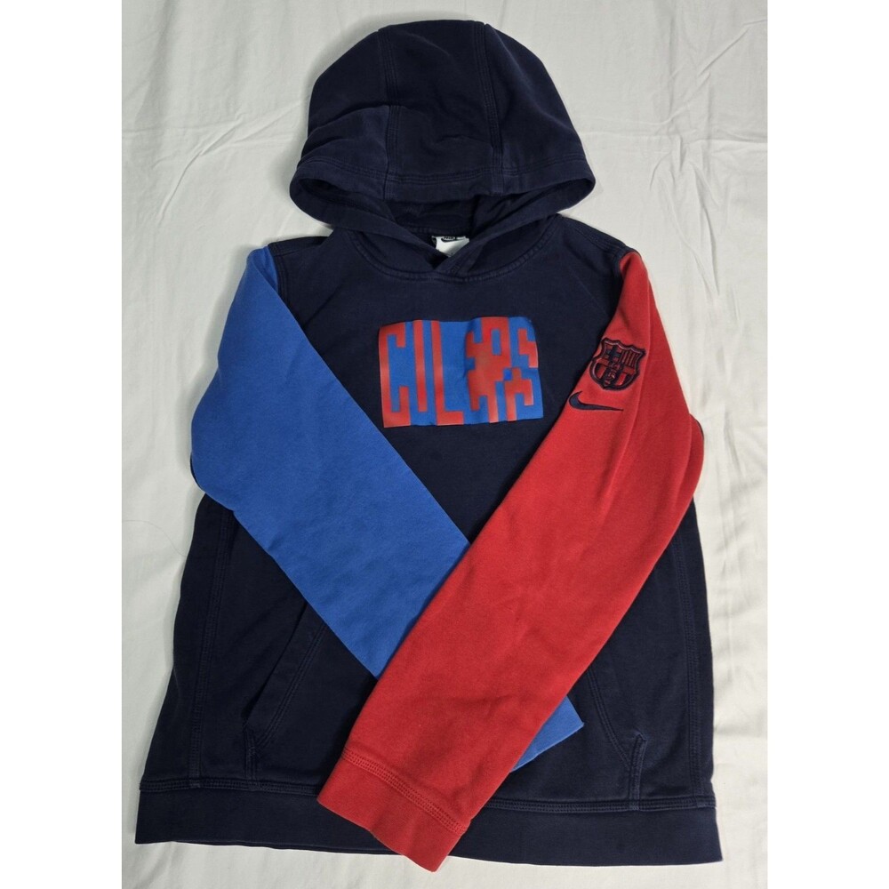 🔵 🔴 Nike FC Barcelona Hoodie Youth Large Boys Futbol Soccer Sweatshirt